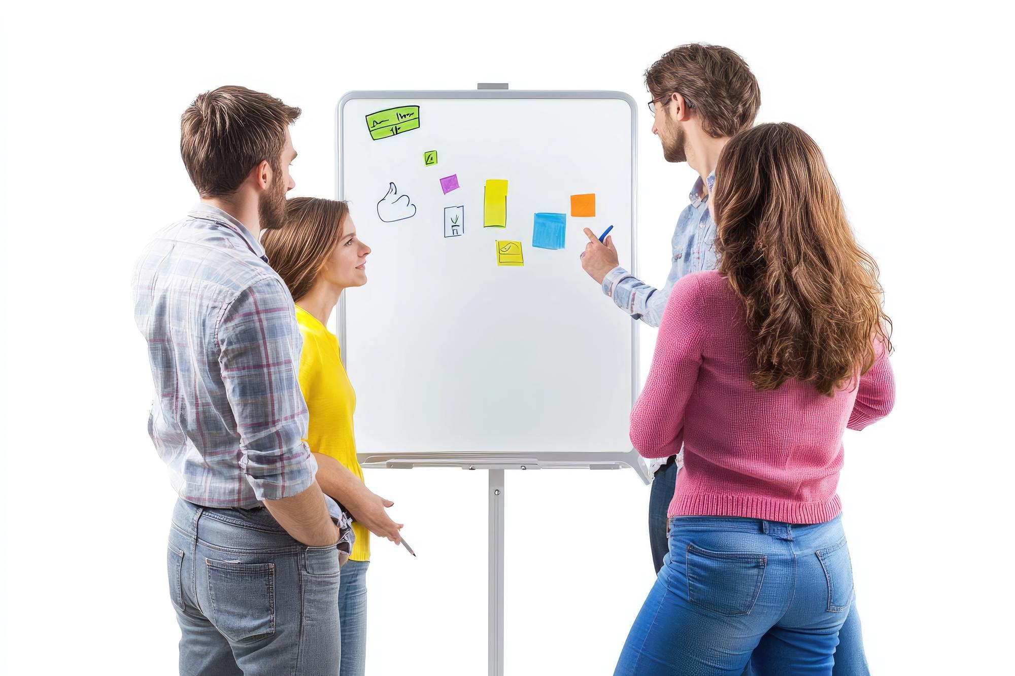 Interactive workshop with charts and sticky notes